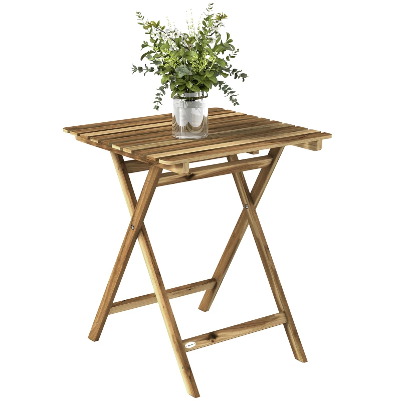 Outsunny Outdoor Coffee Table Foldable Wooden Garden Table for Patio Balcony Natural Wood