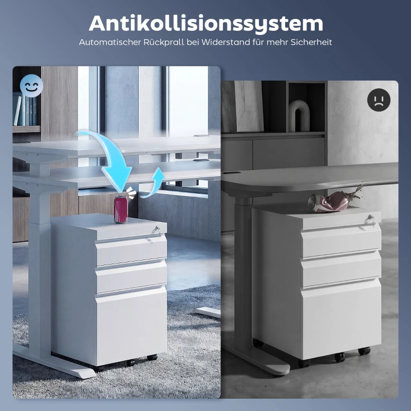 HOMCOM Elektrisches Schreibtischgestell, höhenverstellbar, mit Speicherfunktion, Stahl, Weiß