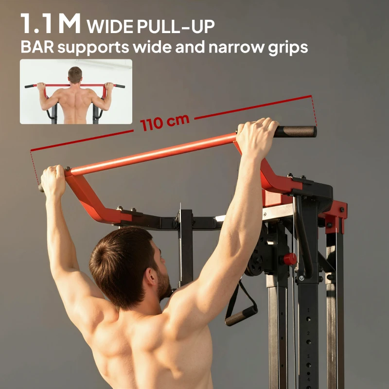 SPORTNOW Power Tower with Lat Pull Down Machine, Pull Up Bar, Dip Station, Adjustable Height Power Pack for Home Gym