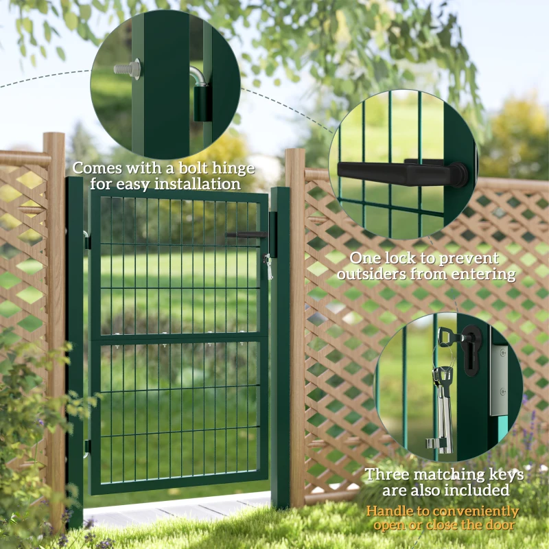 Outsunny Wrota stalowe z zamkiem i kluczami, z uchwytem, 3 klucze