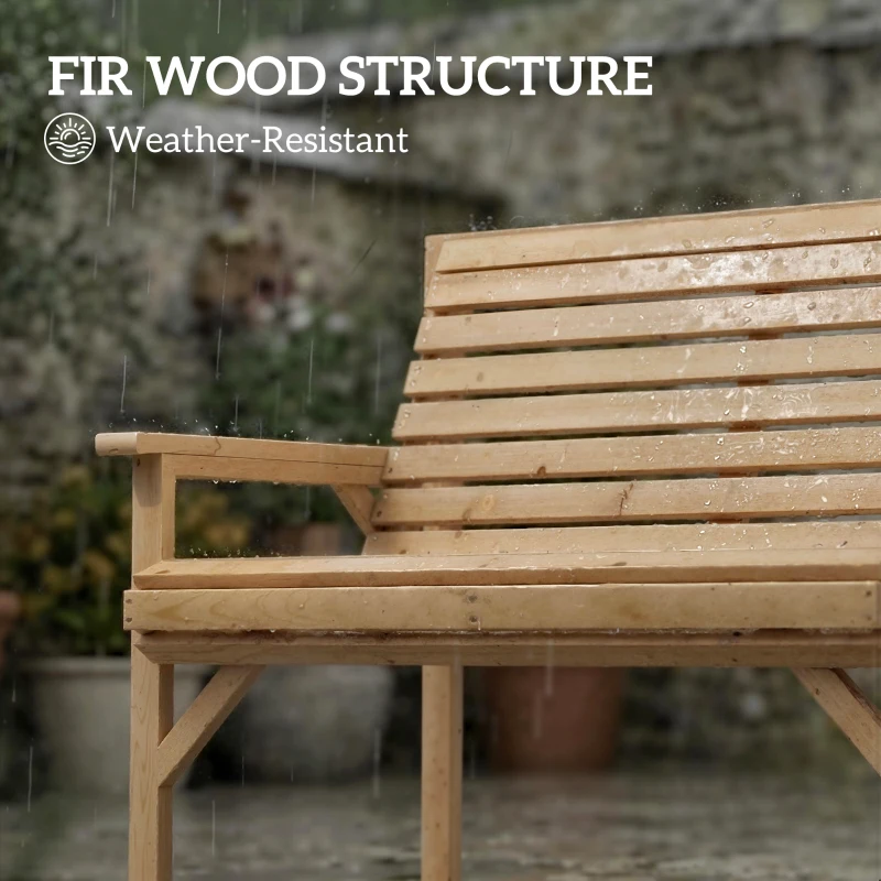 Outsunny 2 Seater Wooden Garden Bench, Slatted Patio Bench with Armrest and Backrest, Outdoor Furniture for Indoor, Balcony