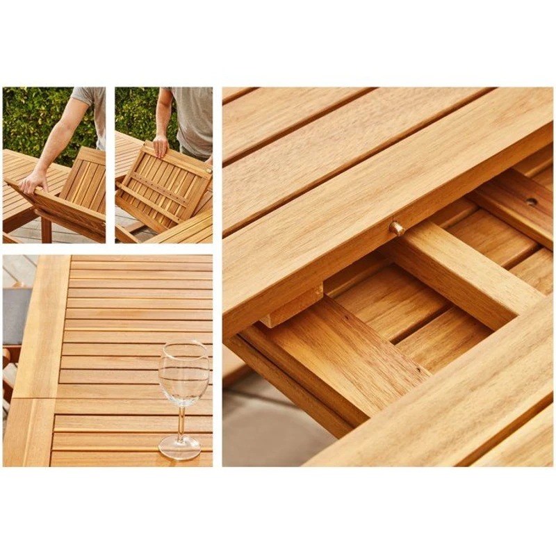 Ensemble repas de jardin - Table extensible + 8 chaises - Bois d'acacia - 8 places - LEVATA - Bocarnea