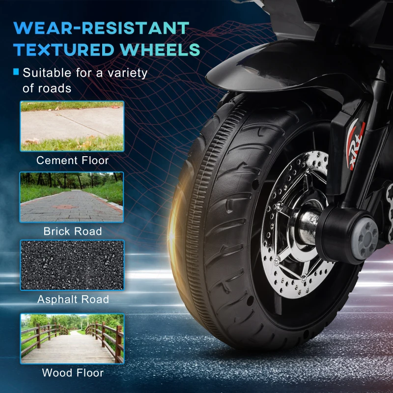 HOMCOM Motocykl elektryczny dla dzieci, światła i dźwięki, 3 km/h, ładowalny, tworzywo sztuczne i metal, Niebieski/Biały