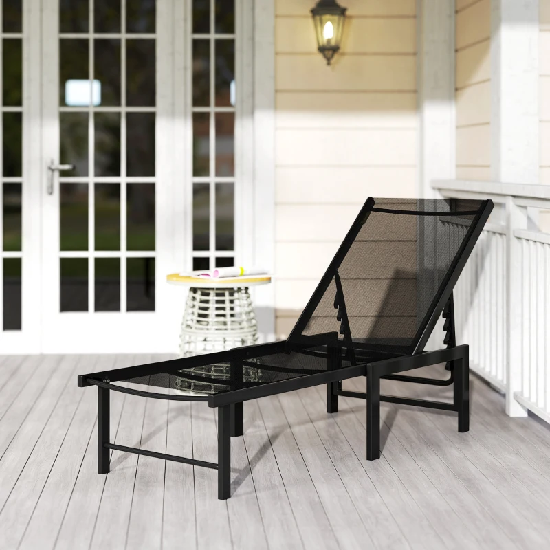 Outsunny Reclining Sun Lounger - Black
