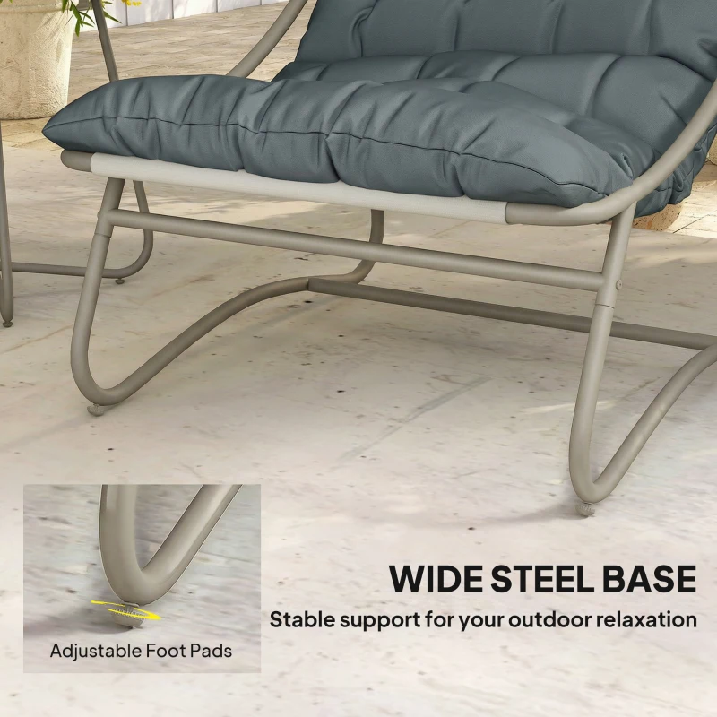 Outsunny 3 Piece Garden Bistro Set, Round Outdoor Bistro Table and Chairs Set for 2 with Texteline Seat and Cushions, Dark Grey