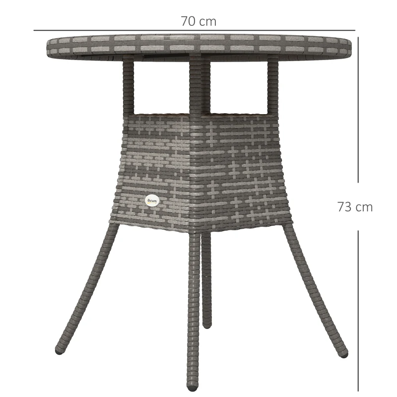 Outsunny 70 cm Wood-Effect Rattan Garden Table - Natural Wood Finish