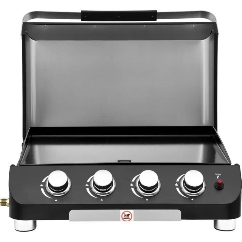 COOKING BOX Plancha a gaz PALMA - 4 feux - 10kW - 69x51x35 cm - Surface de cuisson: 62x35 cm - Noir