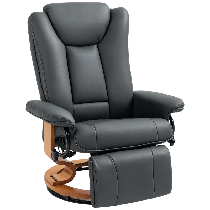 HOMCOM Relaxsessel mit Liegefunktion, drehbar, bis 150 kg, Kunstlederbezug, Stahlrahmen, Dunkelgrau(m-11)