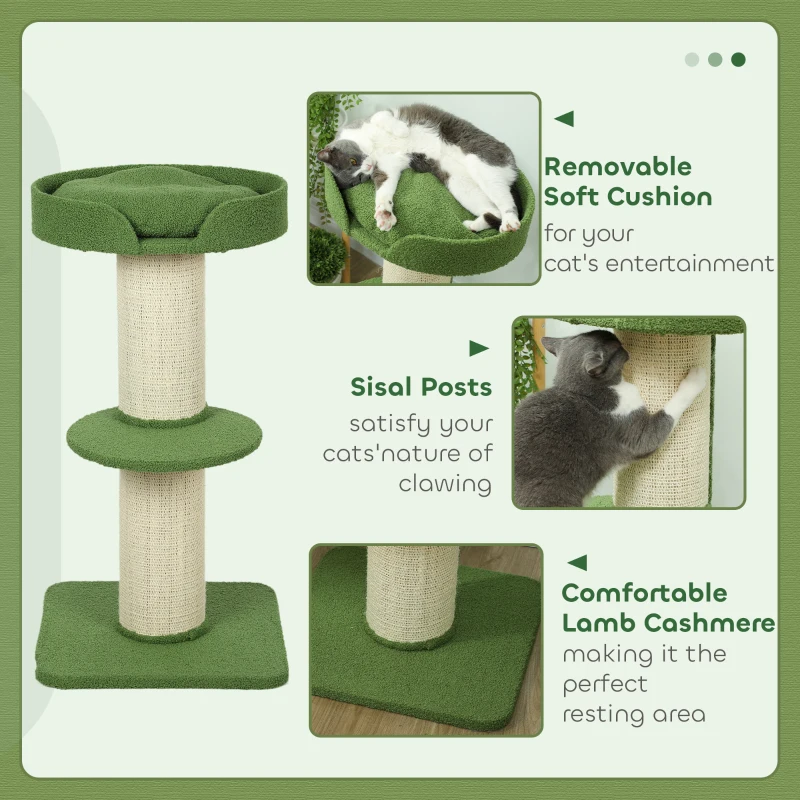 Koty drapak 91cm z legowiskiem, platforma, wełna, kremowy