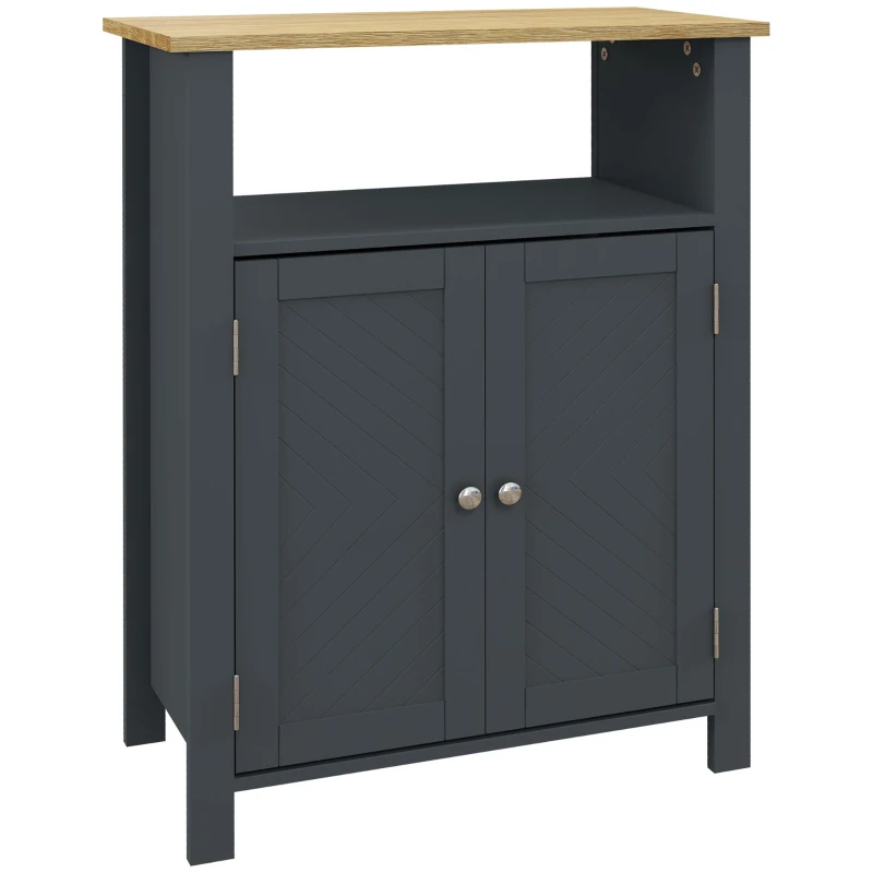 kleankin Dulap de baie cu 3 rafturi din MDF și PAL, cu raft interior reglabil, 60x30x80,5 cm(m-11)