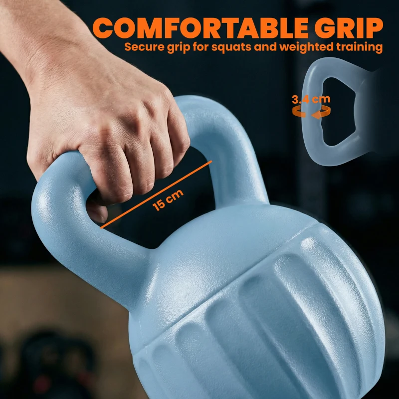 SPORTNOW Kettlebell Hantla Kulowa 6 kg wypełniona piaskiem do ćwiczeń siłowych w domu 21 x 21 x 27 cm Niebieska