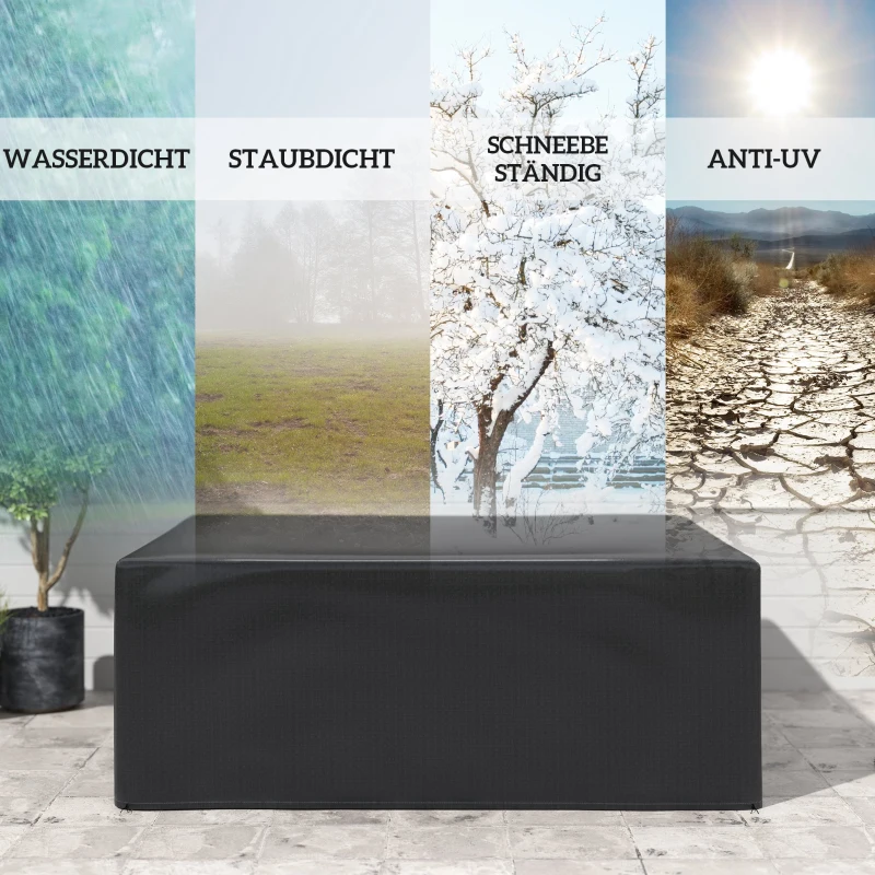 Outsunny Beschermhoes voor tuinmeubelen winterbestendig waterdicht afdekhoes anti-UV afdekzeil 235 x 190 x 90 cm zwart