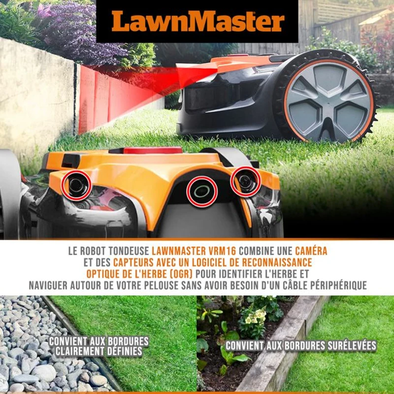 Robot tondeuse autonome - LAWNMASTER - VRM16 - 24 V - 16 cm - Sans fil périmétrique