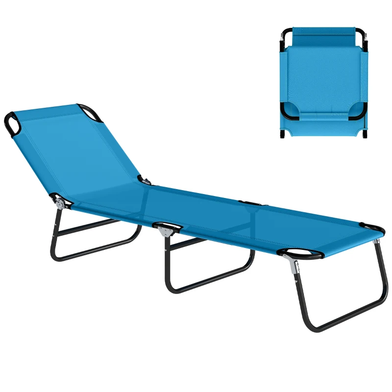 Outsunny Garden Sun Lounger, with Five-Position Back - Sky Blue