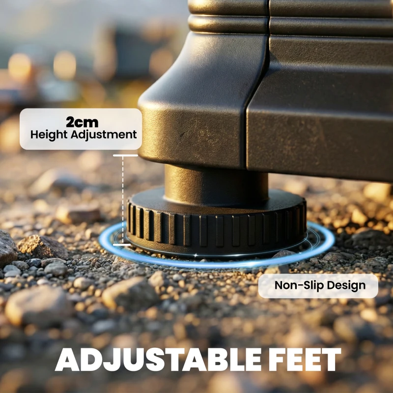 Outsunny Camping Camping Cupboards, Folding Portable Kitchen Table with 3-Tier Storage, Black