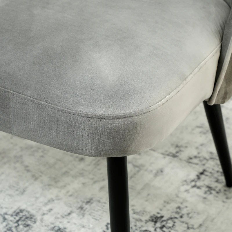 HOMCOM 2-Sitzer-Sofa, moderne Polstercouch mit Metall- und Holzrahmen, samtartiger Stoffbezug, Grau