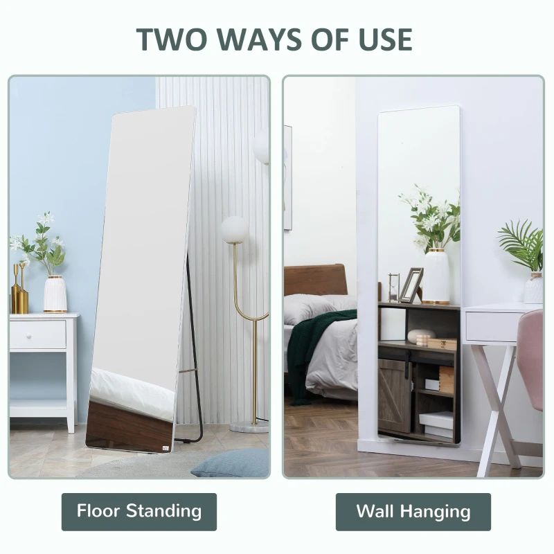 HOMCOM Lustro stojące, lustro ścienna w całości, stop aluminium, 45 cm x 37 cm x 158,5 cm, srebrny