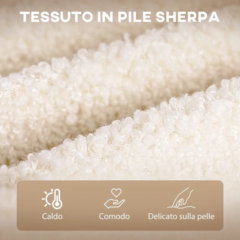 HOMCOM Silla Mecedora de Borreguito Sillón Balancín Oscilante 40° con Patas de Madera de Haya Carga 120 kg 71x98x101 cm Beige