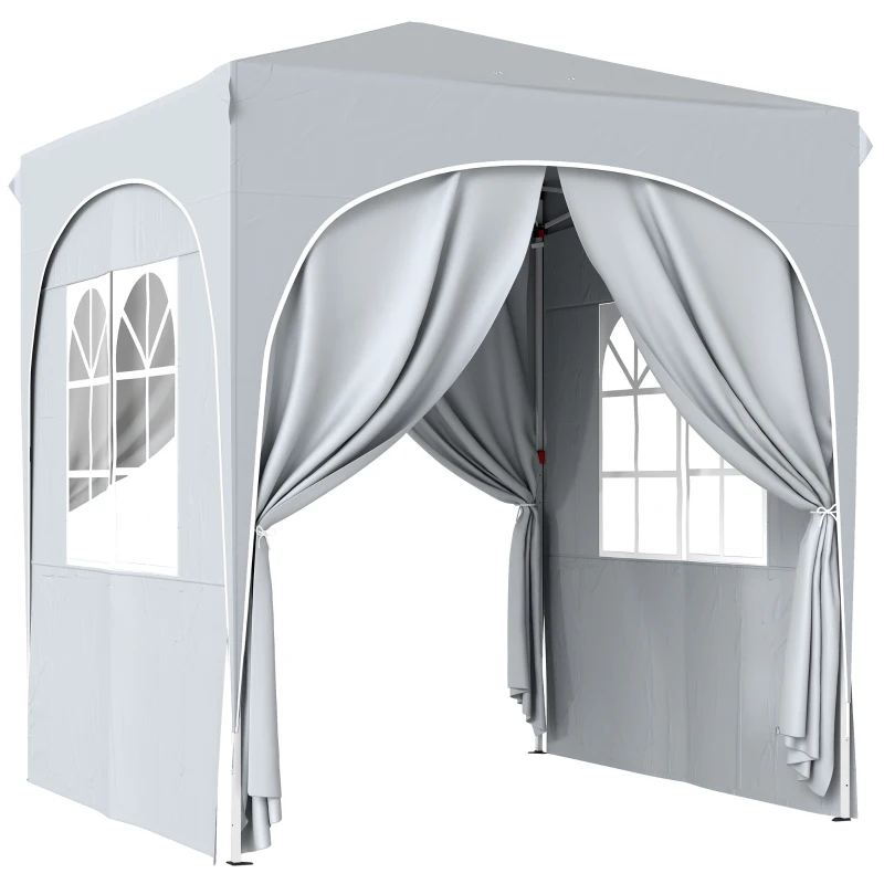 Outsunny Gazebo Pieghevole Gazebo da Giardino UPF50+ Portatile 2x2m Grigio Chiaro