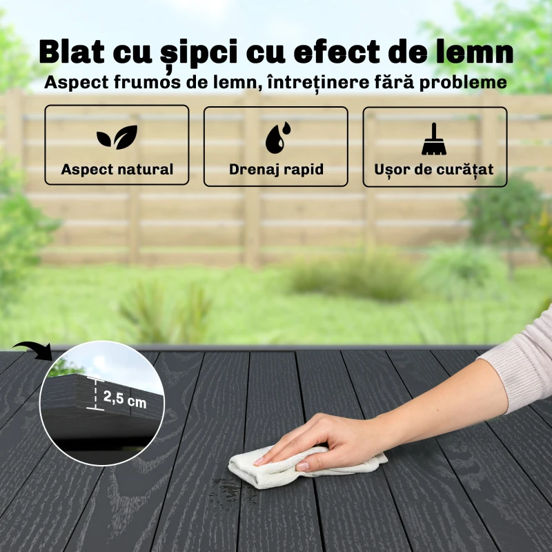 Outsunny Masă Mare pentru Exterior, Grădini, Terase și Spații Verzi