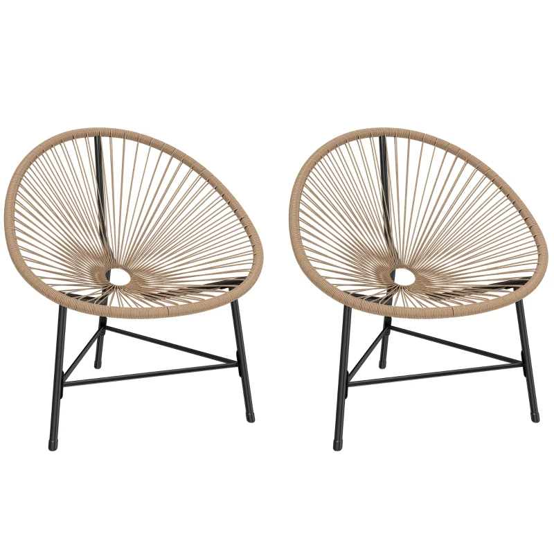 Outsunny Set mit 2 Acapulco-Stühlen aus Rattan, Stahlgestell, für Balkon und Veranda.