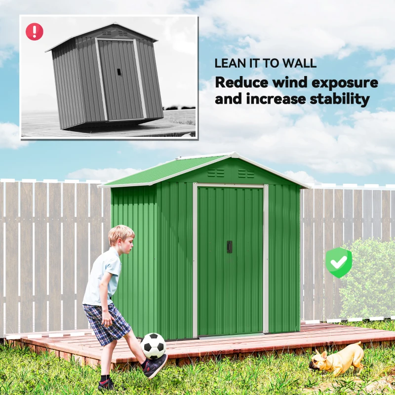 Outsunny 6.5 x 3.5ft Metal Garden Storage Shed - Green