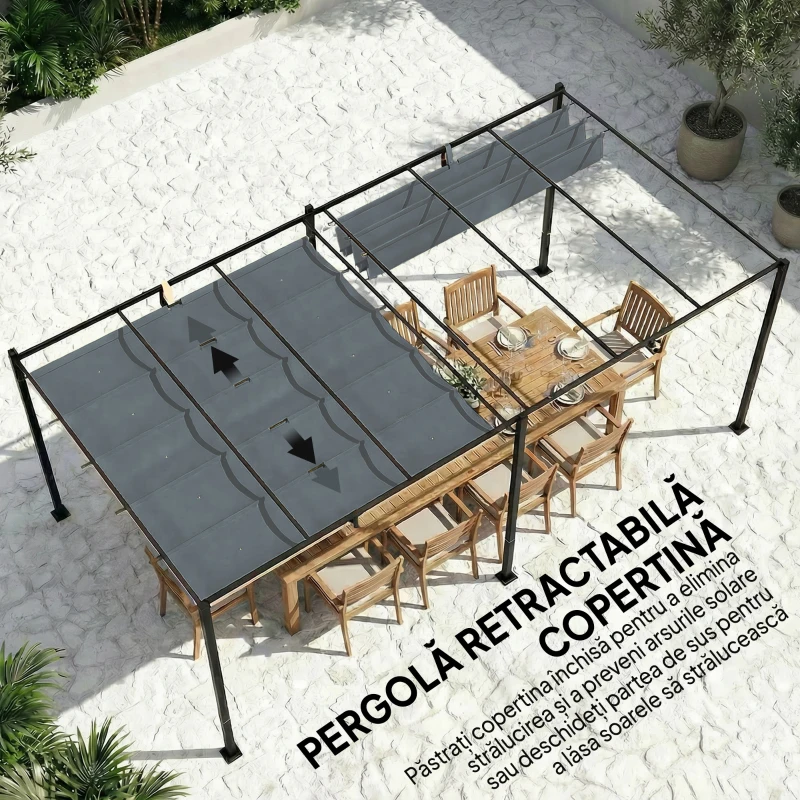Outsunny Prelată pentru Pergolă cu 10 Orificii de Drenaj, Material Poliester UV30+, Doar Acoperire, 288x298 cm, pentru Pergolă Grădină 3x3m, Bej