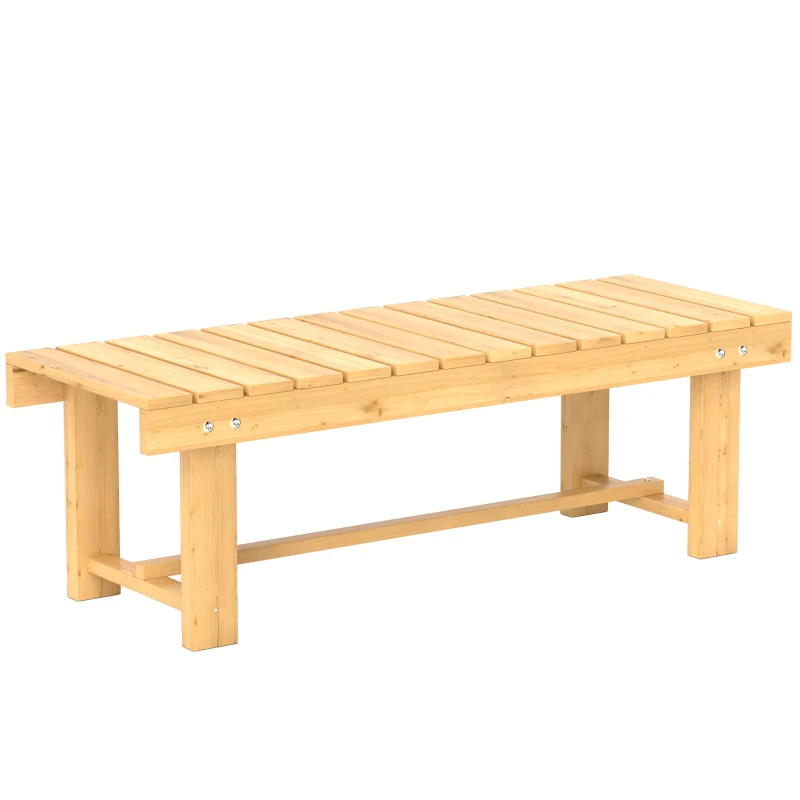 Outsunny Tuinbank 2-zits zitbank houten bank tuinmeubelen massief hout naturel 1,1 m