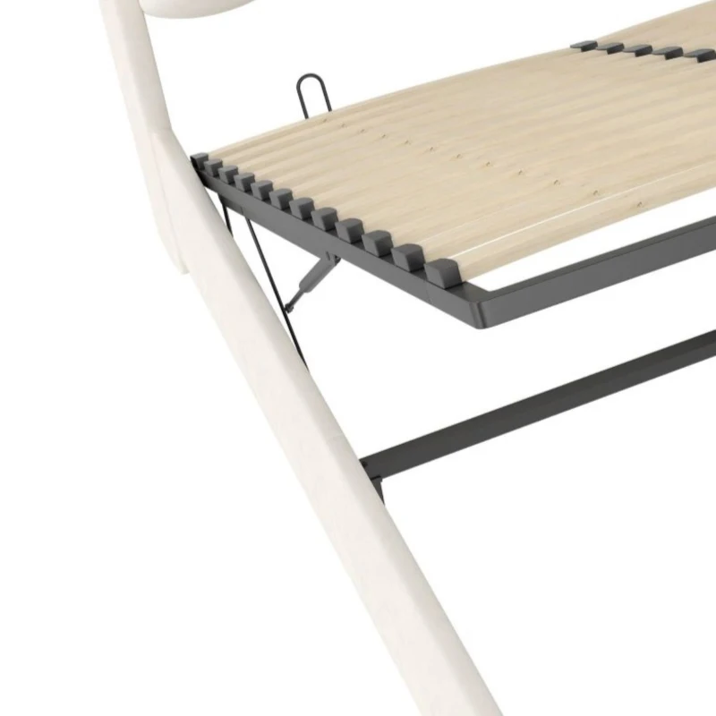 Lit rembourré avec tête de lit LED et coffre de rangement, sommier à lattes à vérin à gaz, sans matelas, 160x200 cm, Beige