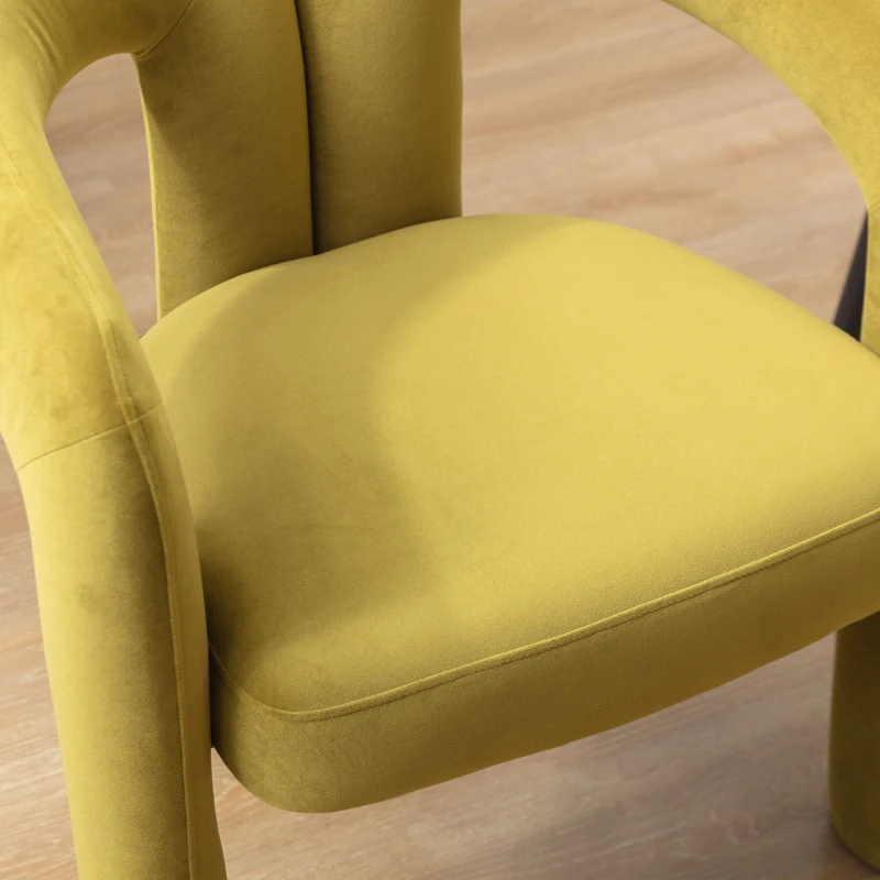 Set 2 sedie da pranzo in tessuto effetto velluto con imbottitura, 64x50.5x71 cm, Verde Oliva