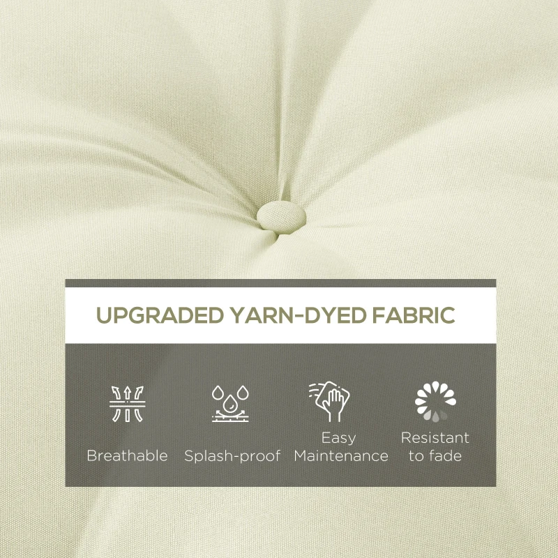 Outsunny Poduszka siedziska, poduszka siedziska, poduszka na krzesło, z guzikami, 80 cm x 80 cm x 10 cm, kremowy