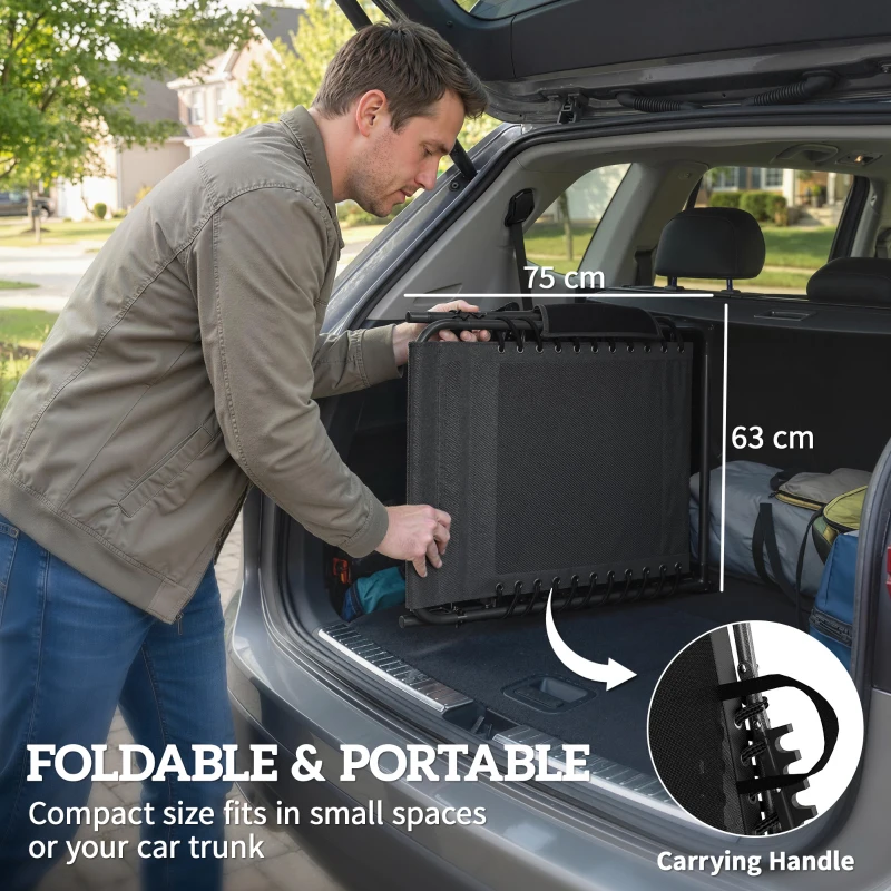 Outsunny Folding Sun Loungers Set of 2 with Canopy, Reclining Sunbed with Cushion, Side Pocket, Carrying Handle, Dark Blue