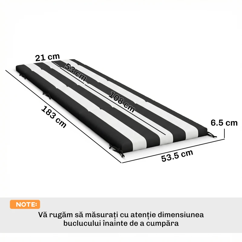 Outsunny perne impermeabile pentru mobilier de piscină, perne mari pentru șezlonguri, perne șezlonguri de exterior