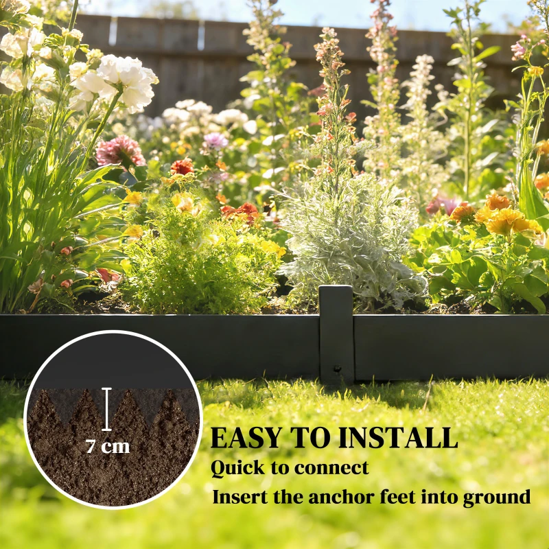 Outsunny 5pcs Garden Fence, Metal Picket Fence Panels, 115x15cm, Black