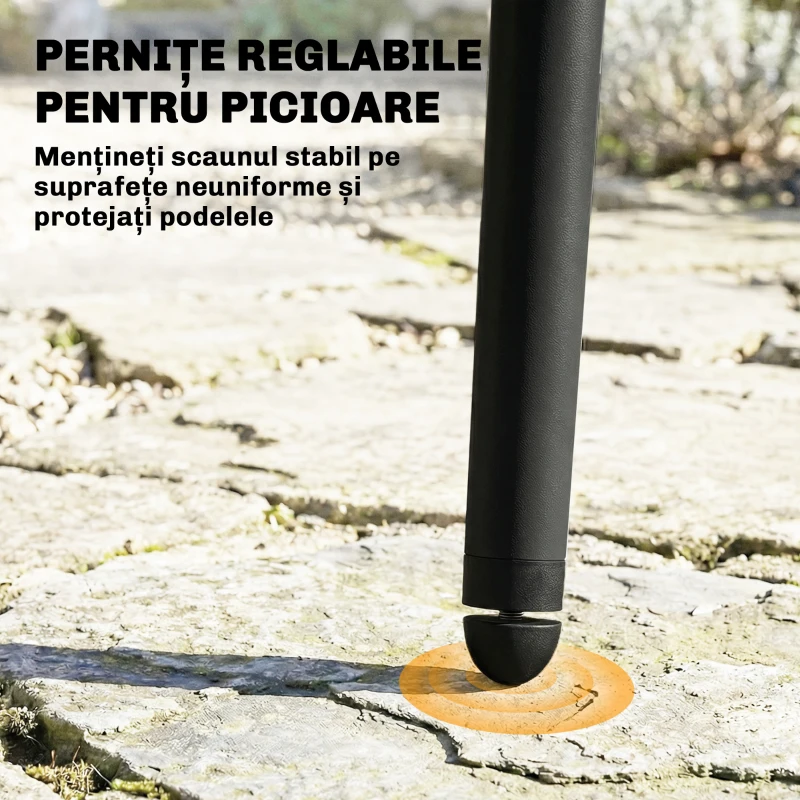 Outsunny Scaune de Dining pentru Exterior Set de 4, Scaune de Grădină cu Spatar Fisurat, Negru