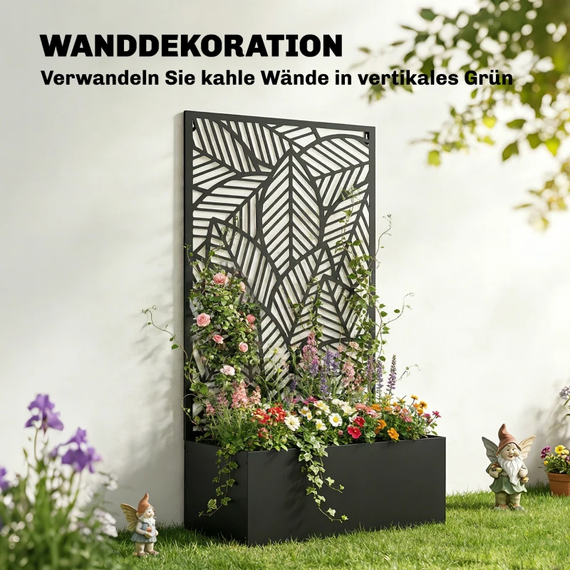 Outsunny Hochbeet aus Metall mit Rankgitter für Kletterpflanzen, freistehend oder zur Wandmontage