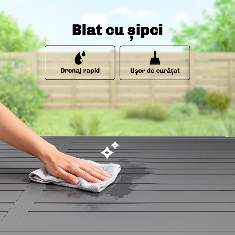 Outsunny masă extensibilă pentru exterior masă de grădină masă de prânz