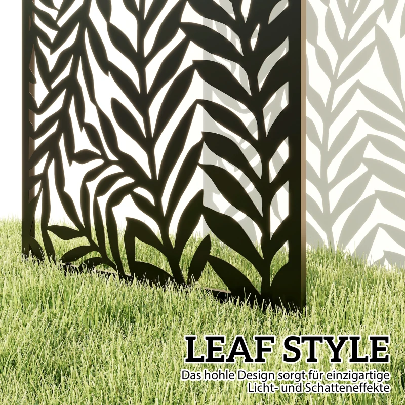 Outsunny Raumteiler 65 x 130 cm Freistehend Hängend Paravent, Trennwand Sichtschutz aus Metall Schwarz