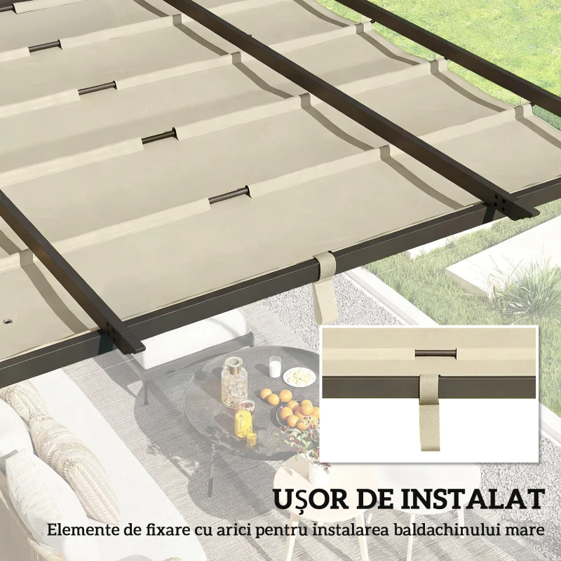 Outsunny Prelată pentru Pergolă cu 10 Orificii de Drenaj, Material Poliester UV30+, Doar Acoperire, 288x298 cm, pentru Pergolă Grădină 3x3m, Bej