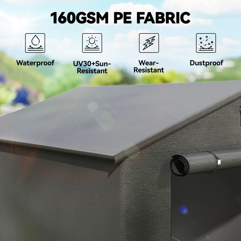 Outsunny Garażowa wiata 2,5x1,8 m wodoodporna z rolowanymi drzwiami na zamek i oknem wentylacyjnym, ciemnoszara