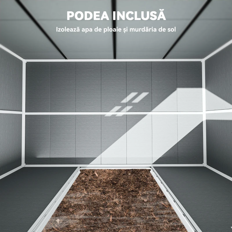 Outsunny Căsuță de Grădină pentru Depozitare Unelte 4.96m² Gri