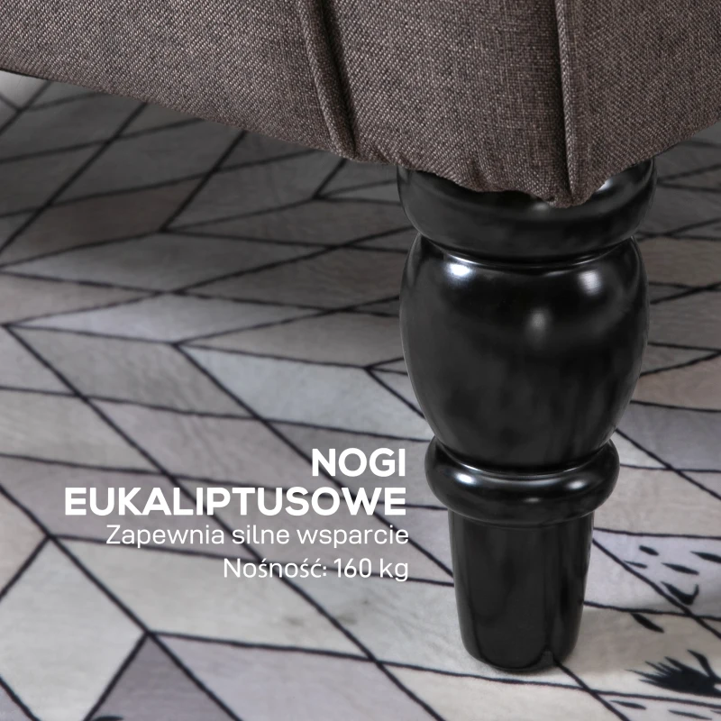 HOMCOM Fotel Uszny z Pikowaniem – Elegancja i Komfort w Twoim Salonie, Brązowy