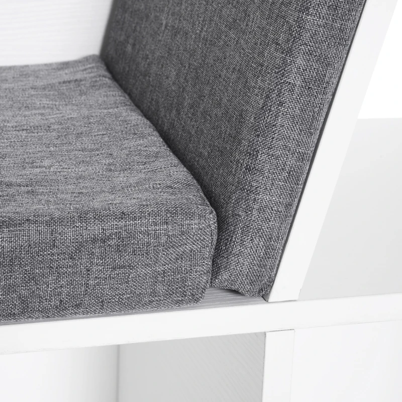 HOMCOM Bibliotecă Raft 2 în 1 cu Perne Moi și 6 Compartimente, Mobilier Multifuncțional pentru Cărți și Jocuri, Raft cu 6 Cuburi pentru Living, Dormitor și Birou, 102x30x61 cm, Alb