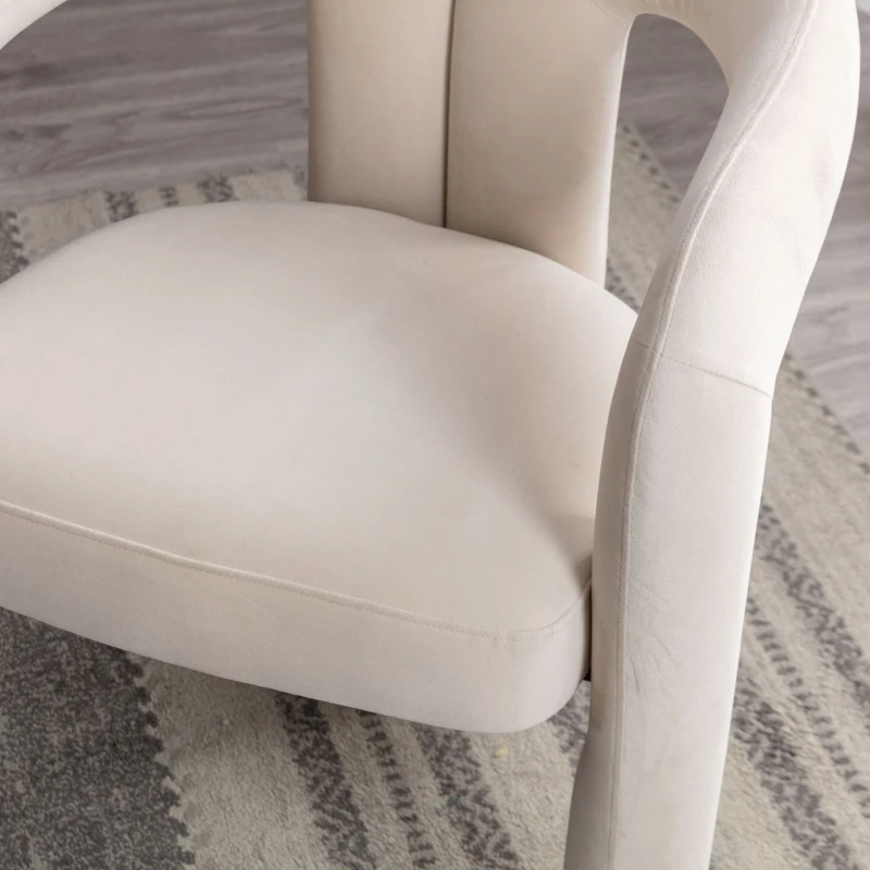 Lot de 2 chaises de salle à manger en velours, chaises décoratives rembourrées, 64x50,5x71 cm, Beige