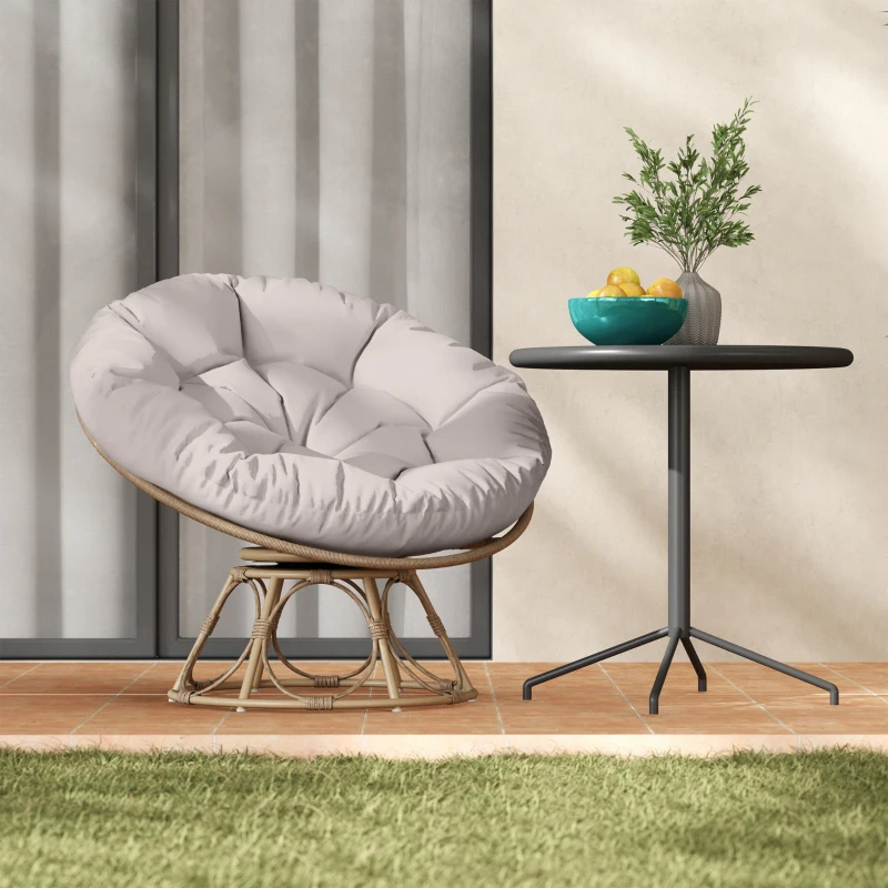 Fotel Papasan Rattan 360° obrotowy z poduszką, okrągły