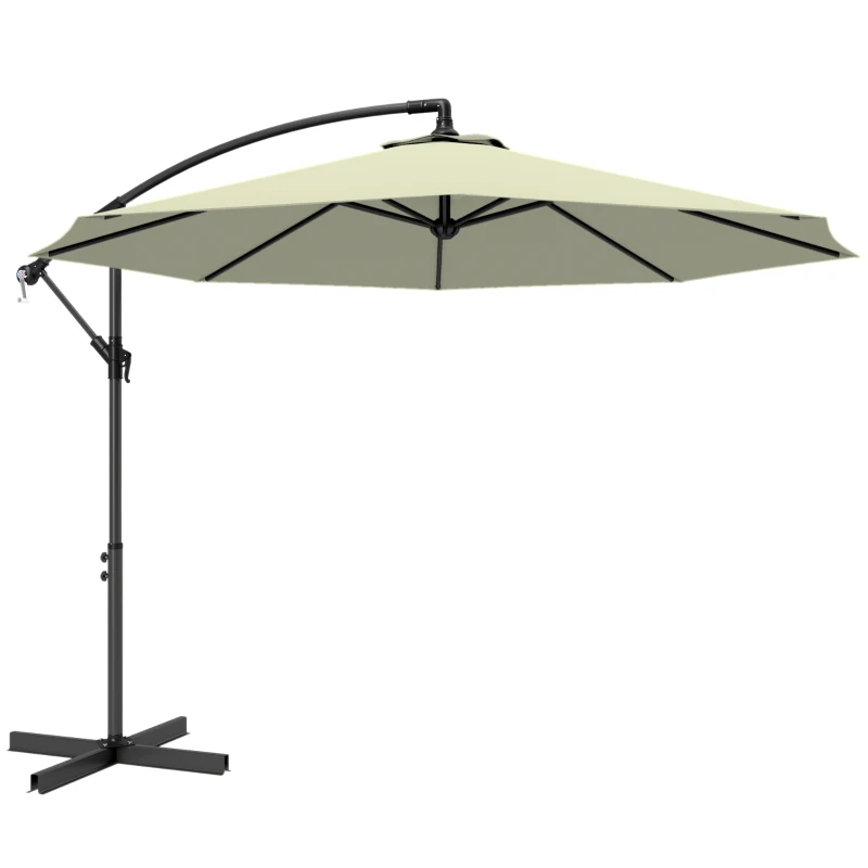Outsunny 3m Overhanging Cantilever Parasol, with Cross Base - Beige