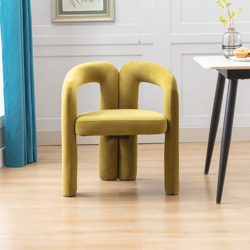 Set 2 sedie da pranzo in tessuto effetto velluto con imbottitura, 64x50.5x71 cm, Verde Oliva