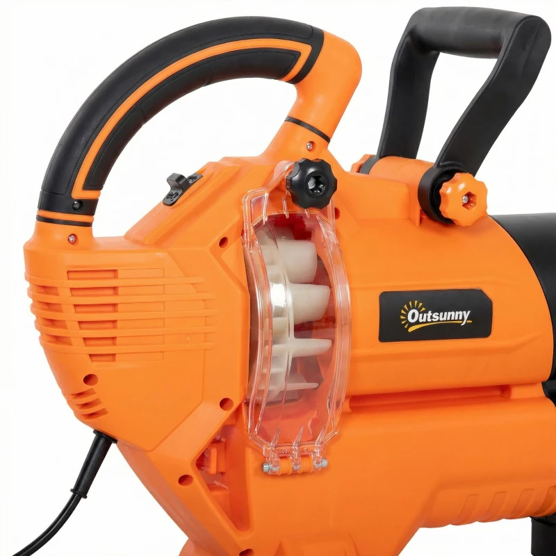 Outsunny 3000W 3-in-1 Elektrischer Laubbläser und Staubsauger mit 40L Auffangbeutel, 4 Rädern, verstellbarem Gurt, Orange