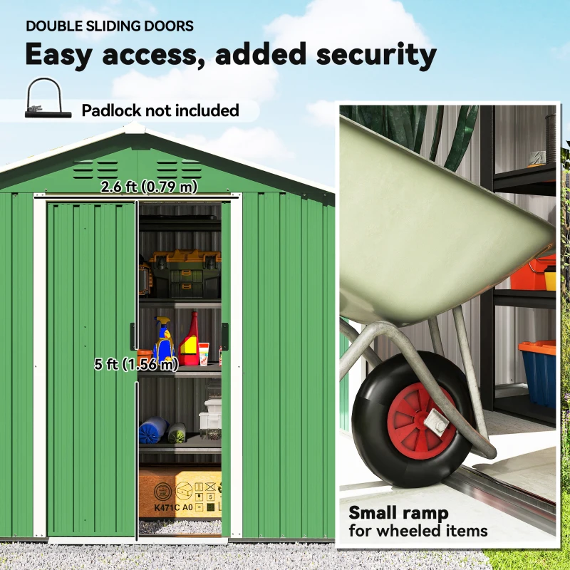 Outsunny 6.5 x 3.5ft Metal Garden Storage Shed - Green