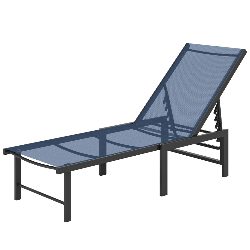 Outsunny Reclining Sun Lounger - Dark Blue